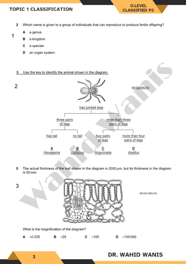 Biology OL Cambridge Classified paper 2