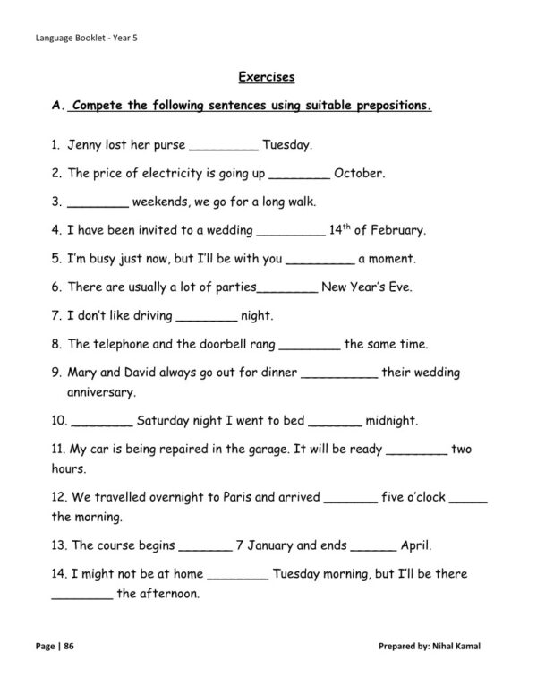 English Year 5 Cambridge - Language Booklet