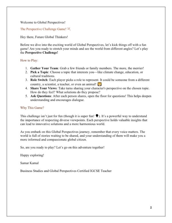 Global Perspectives Cambridge OL Notes