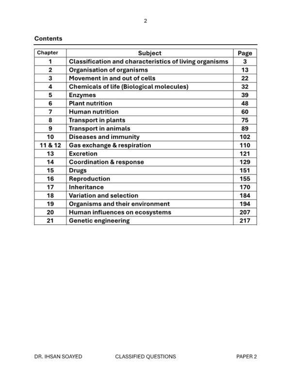 Biology Cambridge ol Classified P2 With MS