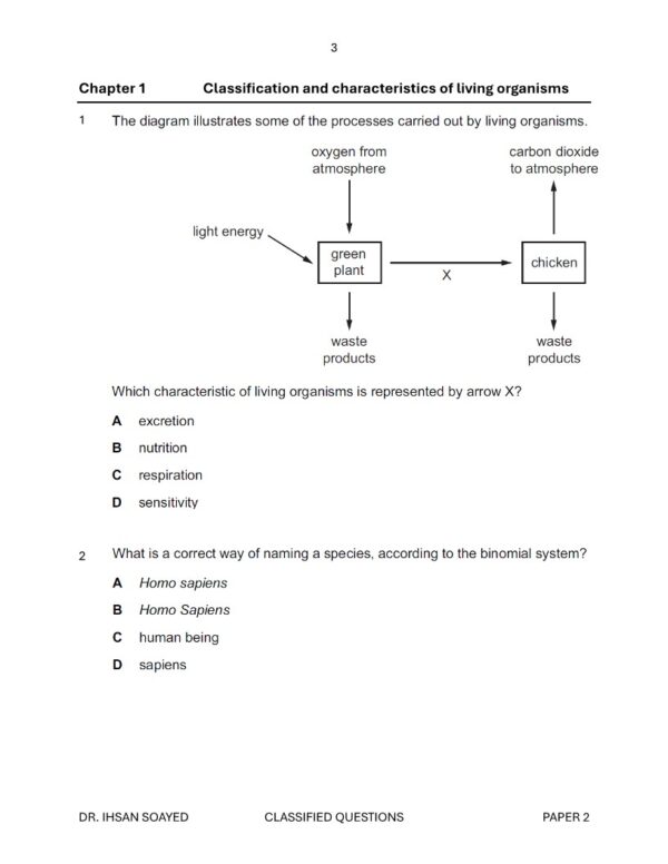 Biology Cambridge ol Classified P2 With MS