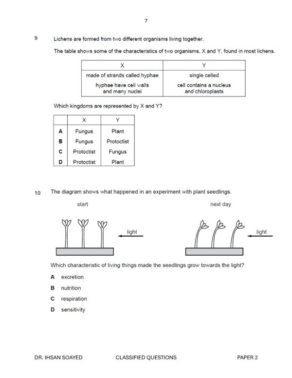 Biology Cambridge ol Classified P2 With MS