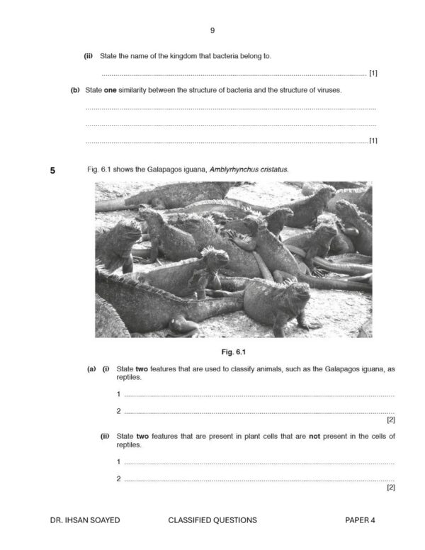 Biology Cambridge OL Classified P4 With MS