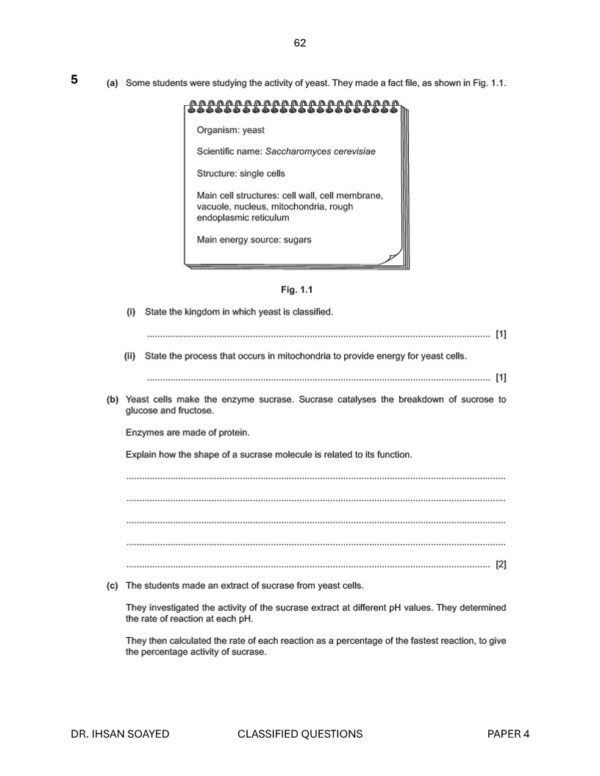 Biology Cambridge OL Classified P4 With MS